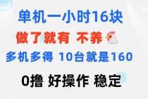 0撸 一台手机 一小时16元  可多台同时操作 10台就是一小时160元 不养鸡