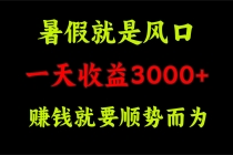 一天收益3000+ 赚钱就是顺势而为，暑假就是风口