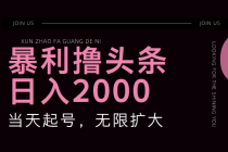 暴力撸头条，单号日入2000+，可无限扩大-“有力度”创业网