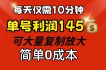 每天仅需10分钟，单号利润145 可复制放大 简单0成本-“有力度”创业网