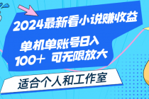 2024最新看小说赚收益，单机单账号日入100+  适合个人和工作室-“有力度”创业网